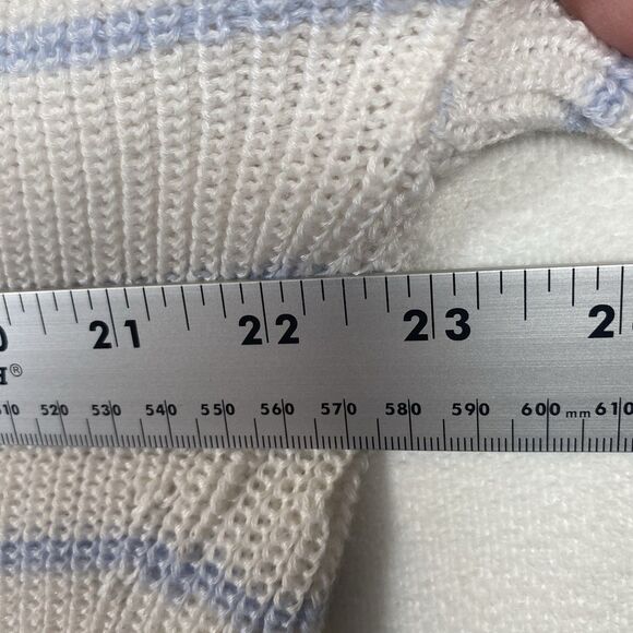Gentle Fawn “Tucker” White & Light Blue Striped Knit Sweater – Size L - Picture 7 of 9